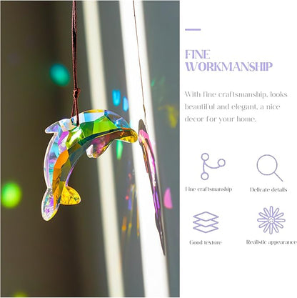 76mm/3in Lovely Crystal Dolphin Prism Sun Catchers,Window Crystal Prism Suncatcher,AB Coating Hanging Crystals for Indoor Outdoor Christmas Decor