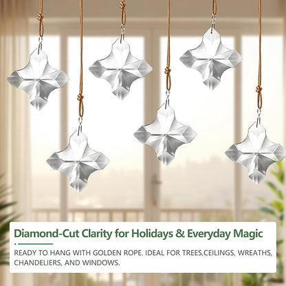 2.7in Hanging Crystal Cross Prisms Ornaments for Easter Tree Window Hanging Glass Ornaments for Home Office Car Decor