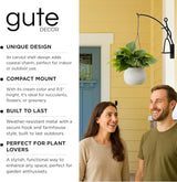 Gute Fisherman Stick Man Plant Hanger, Creative Wall Mount Metal Decor Plant Holder for Balcony Garden Porch - 14" Black