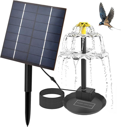 Solar Fountain 2-Tier 2.5W Solar Water Fountain DIY Decorative Pump with Tray and 300cm Cable Water Pump for Bird Bath Garden Pond Pool, Garden Tools