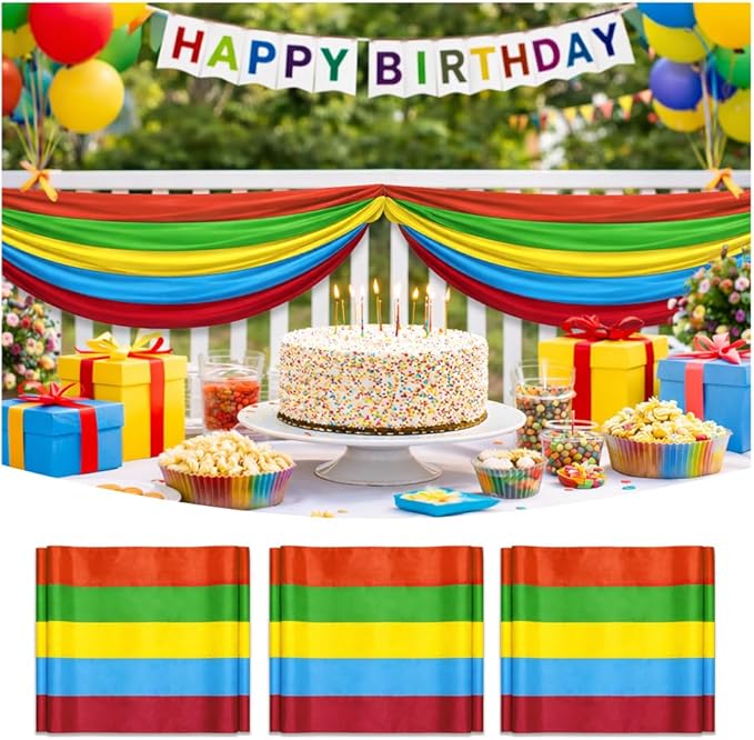 3Pack Colorful Bunting Banner Flags Decoration Birthday Party Bunting 2x20Ft Bright Color Bunting Flag Decor Outside Summer Party Multi-Color Stripes Bunting Decoration Party Garden Porch Classroom & Easter Décor