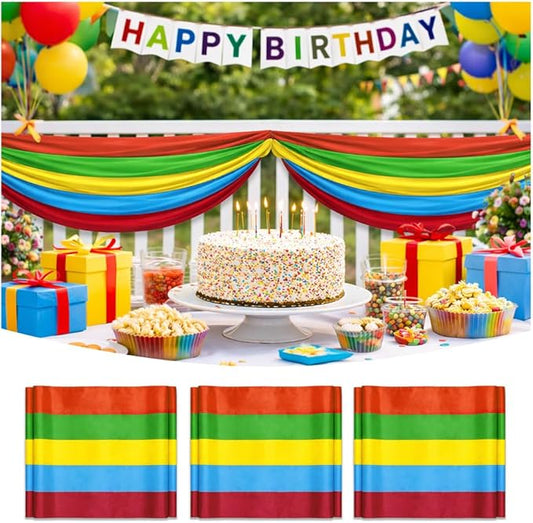 3Pack Colorful Bunting Banner Flags Decoration Birthday Party Bunting 2x20Ft Bright Color Bunting Flag Decor Outside Summer Party Multi-Color Stripes Bunting Decoration Party Garden Porch Classroom & Easter Décor
