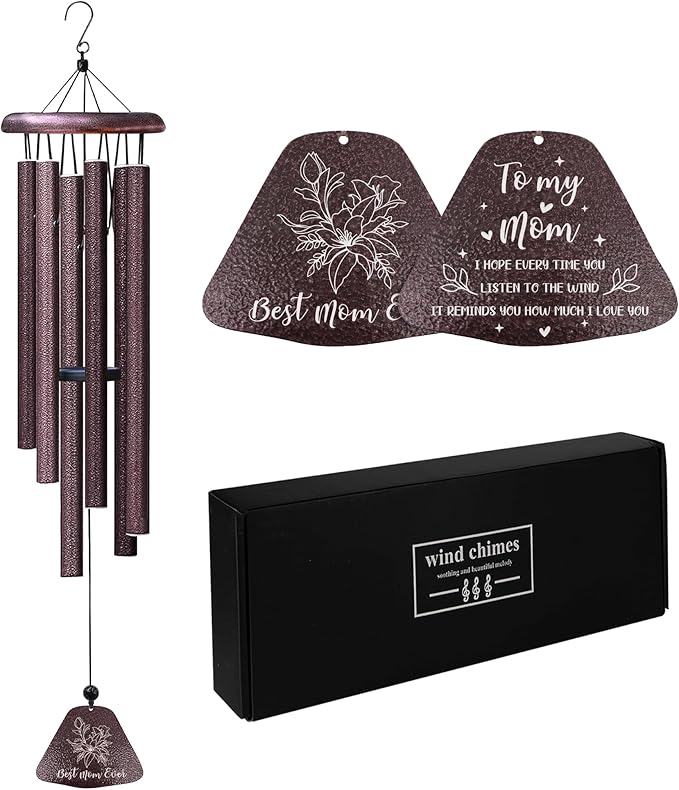 Mothers Day Wind Chimes Gifts for Mom, Best Mom Ever 32" Wind Chime, Mother Birthday Gift Ideas from Daughter Son, Funny Mama Windchimes, Christmas Valentines Mothers Day Presents for Mama