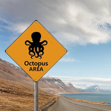 Octopus Crossing Sign Caution OctopusXing Sign Street Sign Wildlife Novelty Road Fence Wall Decor Warning Metal Tin Sign For Indoor Outdoor 10x10in