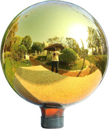 VCUTEKA Gazing Ball, Glass Mirror Polished Hollow Ball Reflective Garden Sphere, Gazing Globe for Home Garden Lawn Outdoor Ornament Yard Decorative 10-Inch, Gold
