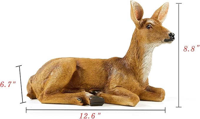 Doe Female Deer Resin Statue-Animal Figurines Garden Sculpture Accessories for Indoor Outdoor Decoration Rustic Lodge or Art Gifts for Birthday Anniversary Yard Lawn Decor