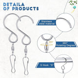 Mudder 1 Party Supply (4 Pack) Swivel Hooks Clips for Hanging Wind Spinners Crystal Twisters a