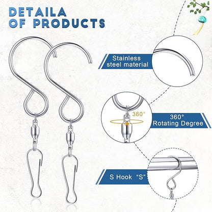 Mudder 1 Party Supply (4 Pack) Swivel Hooks Clips for Hanging Wind Spinners Crystal Twisters a