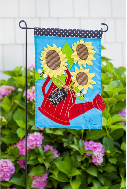 Evergreen Flag Black Iron Cemetery Garden Flag Stand - 15”W x 28”H