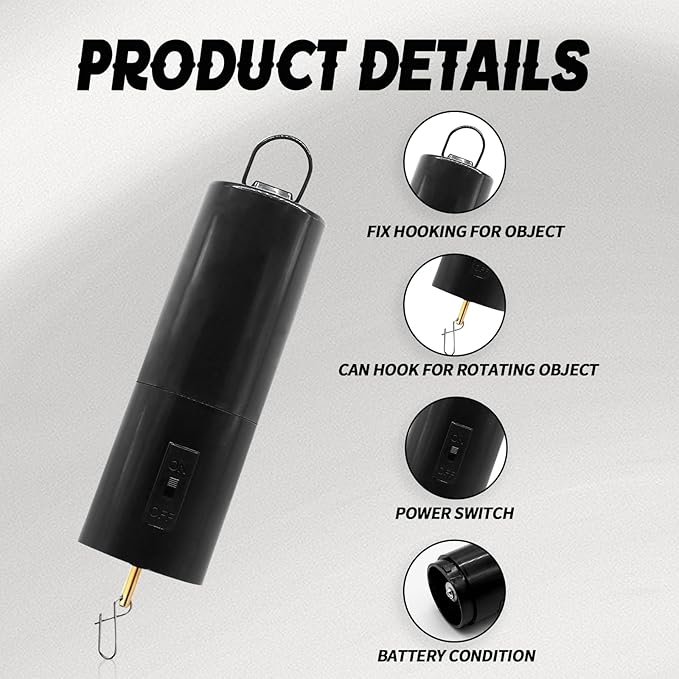 1 Pack Wind Spinner Motor Hanging Display Rotating Motor Battery Operated Multi-Purposes Rotatable Hook for Garden Outdoor Decoration(Black)