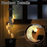 Solar Wind Chimes for Outside, Waterproof Hanging Moon Wind Chimes for Outside， Balcony Patio Garden Decoration, Gift for Loved Ones Friends and Neighbors(Moon)
