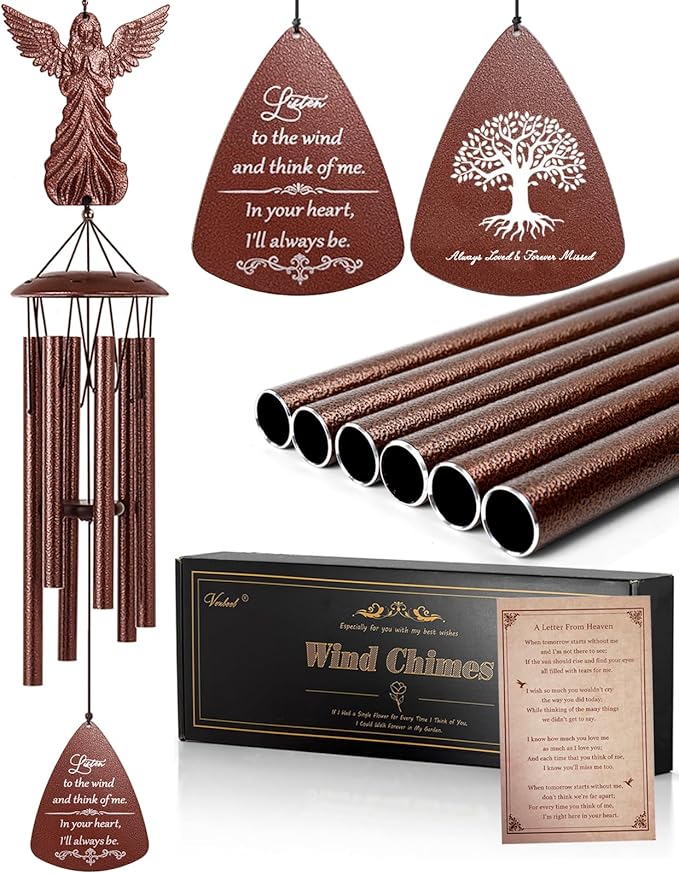 VENBEEL Angel Memorial Wind Chime, Memorial Sympathy Gifts for Loss of Love One, Bereavement Condolence Remembrance Gift for Loss of Mom Dad