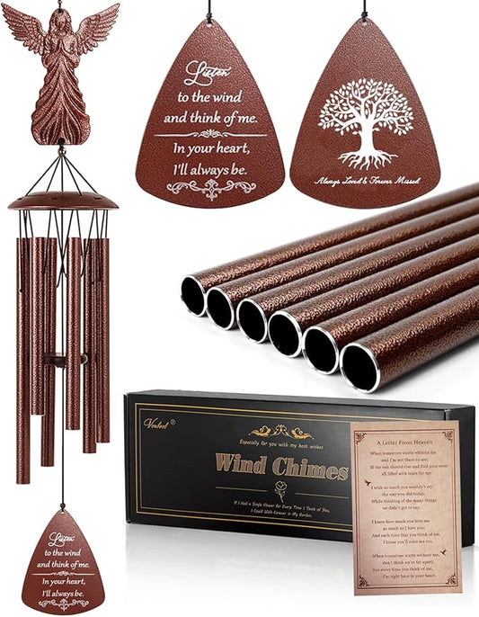 VENBEEL Angel Memorial Wind Chime, Memorial Sympathy Gifts for Loss of Love One, Bereavement Condolence Remembrance Gift for Loss of Mom Dad