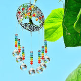 Hanging Crystal Suncatcher Rainbow Window Prism Chakra Tree of Life 7 Prism Ball Suncatcher Rainbow Maker Handmade Glass-gem Binding Gifts for Girl, Mom and Daughters, Grandma by KEINIA