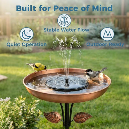 Solar Fountain for Bird Bath with Colorful LED Lights, Floating Solar Fountain, 3W Solar Powered Water Fountain Pump with Strong Spray & 5 Nozzles for Garden, Pond, Pool, 36 LED Lights