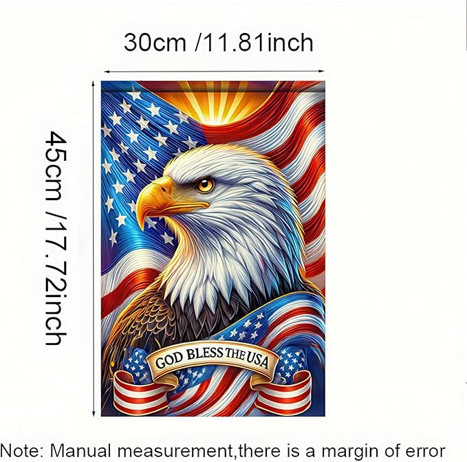 BlissYard God Bless America Patriotic Garden Flag 12x18 Inch Vertical Double Sided Eagle USA American Flag Yard 4th of July Independence Day Yard Flags Banner for Farm Outdoor Decorative Outside