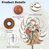 VEWOGARDEN Garden Metal Wind Spinners Outdoor Kinetic Wind Sculptures & Spinners for Yard Lawn Patio Decorations, Copper Green