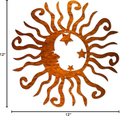Riverside Designs Wacky Solar Moon Metal Wall Art Steel Outdoor Decor | Heavy-Duty and Waterproof | Made in USA (Copper, 18L x 18W)