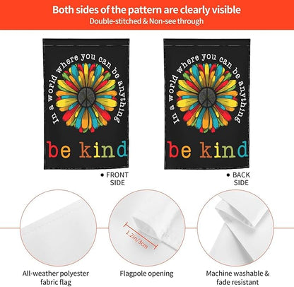 In A World Where You Can Be Anything Be Kind Garden Flag 12 X 18 In Peace Outdoor Floral Mini Yard Flag House Flags Double-Sided Farmhouse Sign For Home Garden Decoration