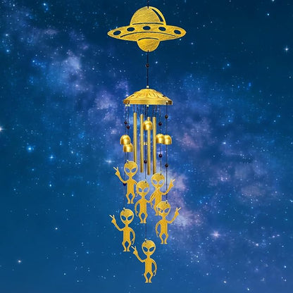 Alien Wind Chimes for Outside - Aliens UFO Windchimes Gifts for Men/Women/Dad/Grandpa Birthday Gift Memorial Gift Metal Wind Chime for Outdoor/Indoors Home, Porch, Yard Decor, Garden Decorations