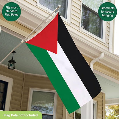 Evergreen Palestine Flag 3x5 flag Outdoor Double Sided, Nation Flags for Outside with Grommets, Palestinian Flag 3-Ply Banners for Garden Patio, Indoor Wall Decor for Room, Works with Standard Estate Flag Poles