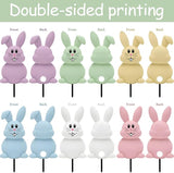 6 Pcs Outdoor Easter Bunny Decorations, 15.7 Inch Metal Easter Bunny Garden Stakes, Double-Sided Pastel Rabbit Yard Signs with Stakes for Spring Lawn Patio Garden Decor & Photo Props