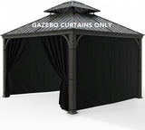 Gazebo Curtains Outdoor Waterproof - 10'Wx10'Lx7'H Weatherproof Patio Pergola Outside Curtains, Gazebo Universal Replacement Privacy Curtains, 4 Panels Sidewall Drapes with Zipper, Black