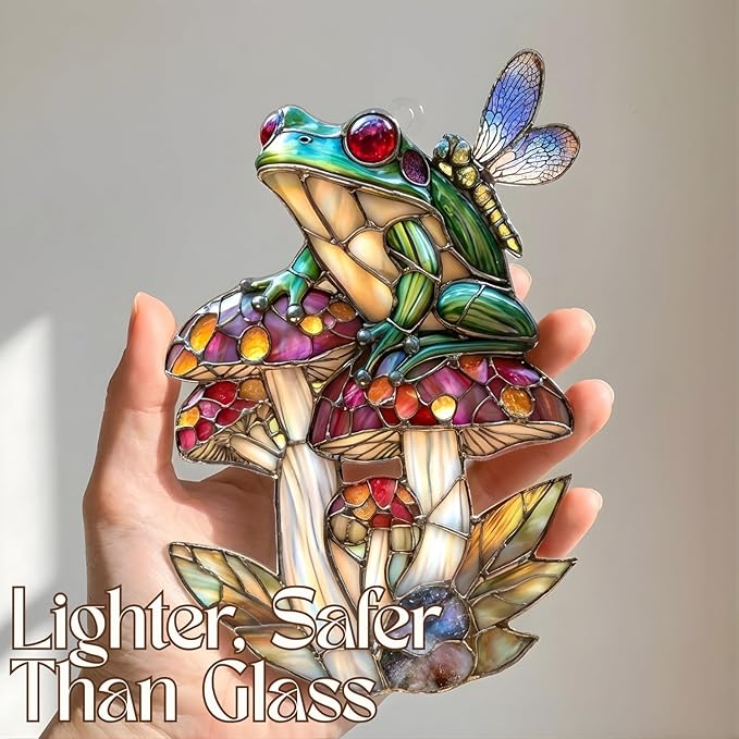 Bride & Groom On Motorcycle Acrylic Suncatcher - Faux Handmade Stained Glass Window Hanging Ornament for Display, Home Decor & Gift Idea for Family Bonding
