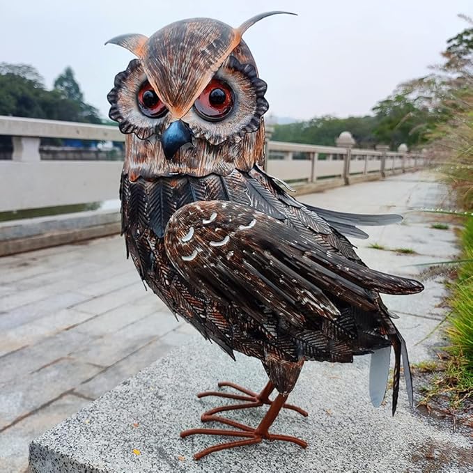 16.5" Metal Owl Statues Outdoor Garden Yard Art for Patio Backyard