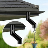 2 Pack Rain Chain Gutter Adapter Kit Installation 7inch Rain Chains for Gutters Chain Downspout Curved Spout Iron for Gutter Downspout Outlet(Black)