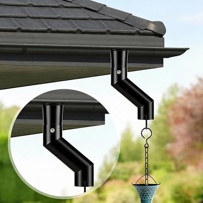 2 Pack Rain Chain Gutter Adapter Kit Installation 7inch Rain Chains for Gutters Chain Downspout Curved Spout Iron for Gutter Downspout Outlet(Black)