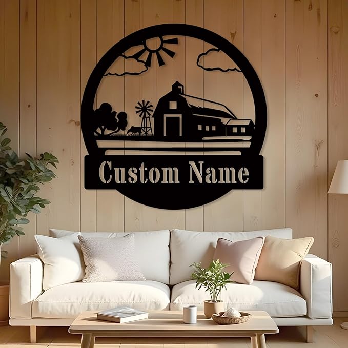 Custom Farm Metal Sign - Last Name Ranch Sign I Outdoor & Garden Decor | Cow Farmhouse & Barn Theme