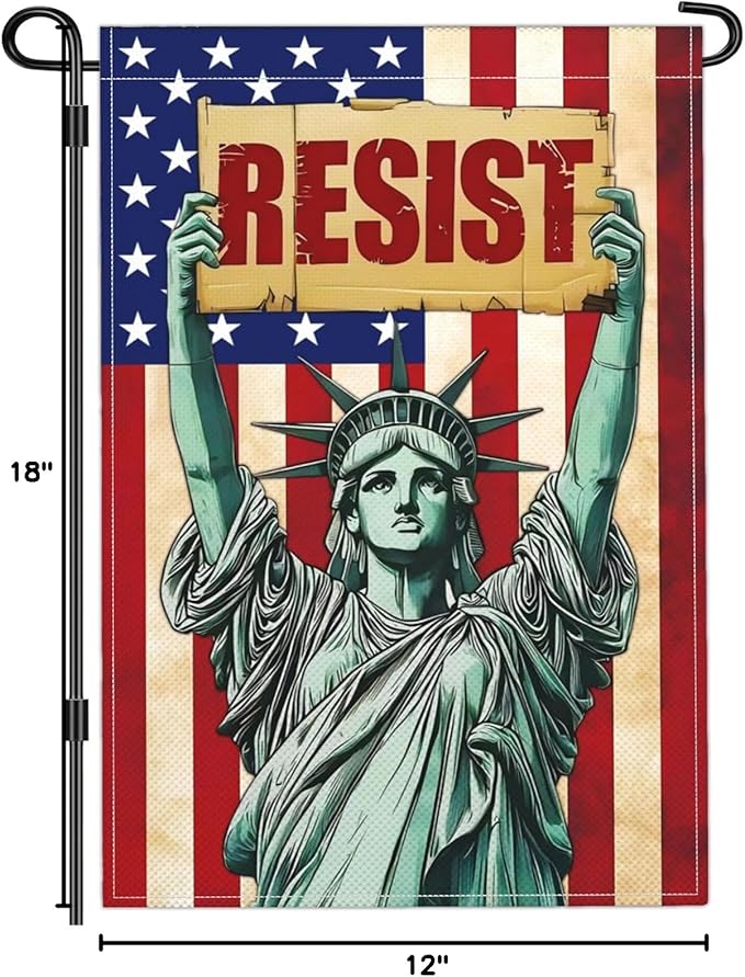 Statue of Liberty Pride Resist Garden Flags for Outside 12x18 Inch Double Sided Anti Protest Signs Against Anti Racism Political No Kings Protest Signs Hands Off Yard Decorations