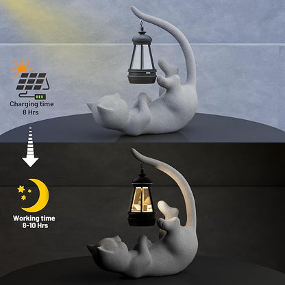 Elephant/Cat Sculpture Lantern Decor - Outdoor Lanterns&Indoor Statue Decorations for Garden,Yard,Porch,Home,Balcony - Gifts for Birthdays,Christmas,Children,Friends,Family,Mom,Women (DG - Lyin)