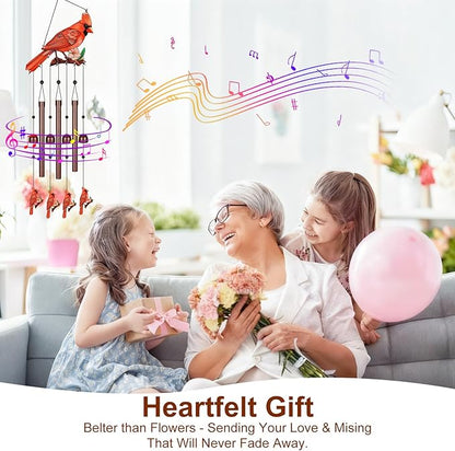 Gifts for Mom, Wind Chimes for Outside Perfect for Outdoor Gardens Patios Home Decor, Features Melodious Tones Create a Zen Atmosphere, Retirement Gifts for Women Men(Colorful Cardinal)