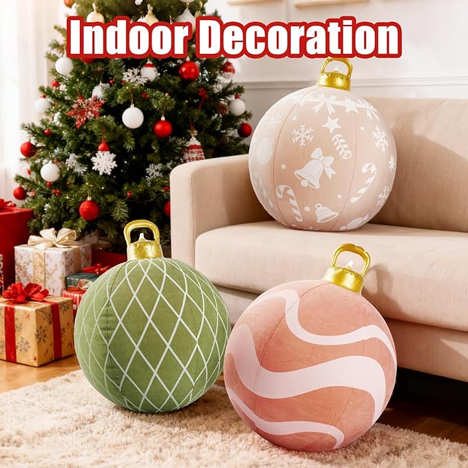 3 Pcs 32 Inch Giant Christmas Inflatable Balls: PVC Oversize Inflatable Christmas Ornaments Outdoor Decoration for Xmas Yard Lawn Garden Decor