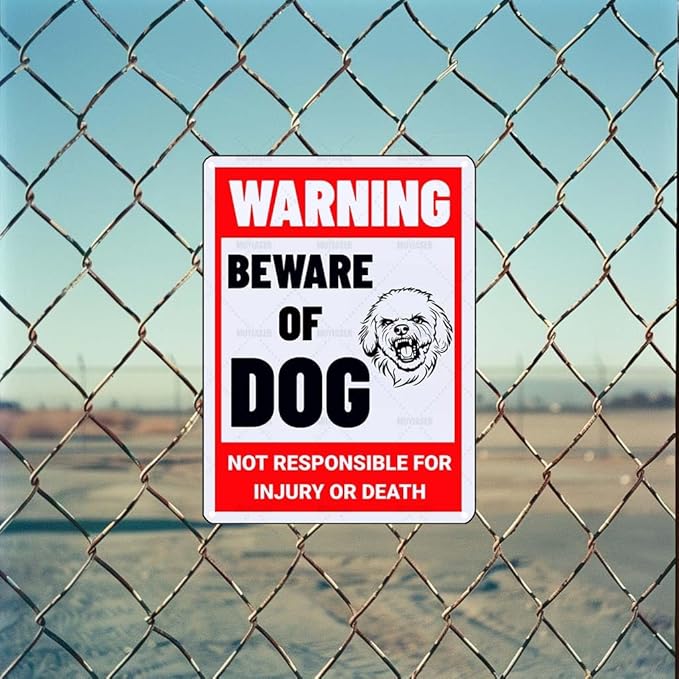 Beware of Dog Sign Bichon Frise Metal Sign Warning Beware of Dog Signs for Fence Outdoor Farm Garden Gate Home Yard Decor 12x16 Inch