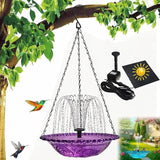 Solar Powered Hanging Bird Bath Fountain, Hanging Bird Bath Fountains Solar Power, Solar Cascade Hanging Birdbath, Tiered Cascade Solar Water Fountains (B Purple)