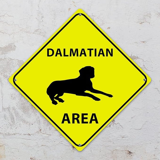 Caution Dalmatian Crossing XING Tin Sign Dalmatian Dog Area Warning Street Sign Dalmatian Novelty Caution Road Sign for Man Cave Yard Garage Porch 10x10in