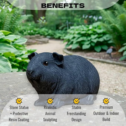 OLOMA Concrete Guinea Pig Animal Ornament Heavy Garden Sculpture with Protective Resin Finish Durable All Season Outdoor Indoor Accent for Landscape for Porch Patio Walkway Display