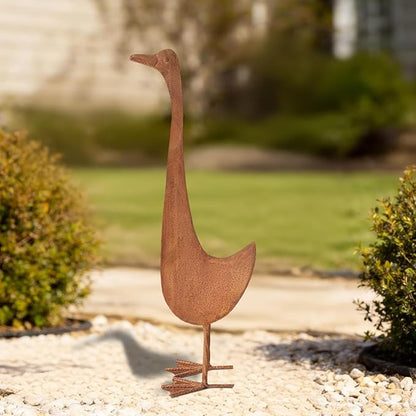 Metal Garden Decor for Outside, Rusty Duck Outdoor Garden Statues,17" Vintage Rustic Duck Figurine Sculptures Yard Art Animal Ornaments Patio Lawn Backyard Decor