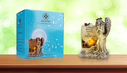 Malister Memorial Gifts - Garden Angel Statue Sympathy Gift with Solar Led Light, Bereavement Gifts, Memory of Loved One, Cemetery Grave Decorations, Remembrance Condolence Gift, Angel Figurines
