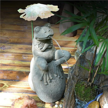 Whimsical Animal Pond Spitter, Outdoor Water Fountain with Pump and Hose, Antique Style Garden Water Fountain for Patio, Yard, Pond and Indoor Decor(Small)