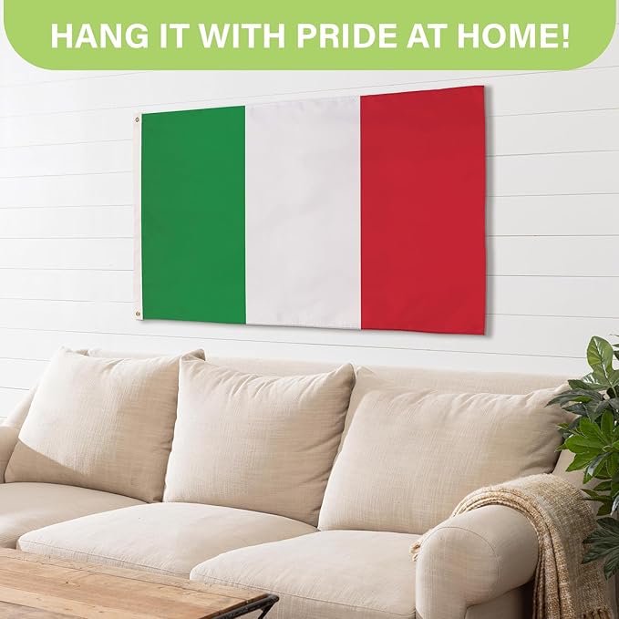 Evergreen Italian Flag 3x5 Outdoor Double Sided, IT Italy Flags for Outside with Grommets, 3-Ply Banners for Garden Patio, Indoor Wall Decor for Room, Works with Standard Estate Flag Poles