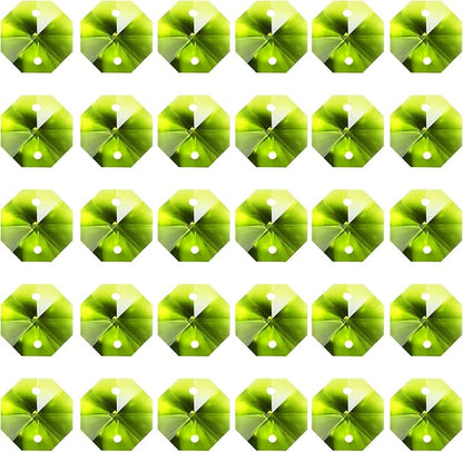 PATIKIL K9 Crystal Octagon Beads 2 Holes Pendants, 60 Pack 14mm Chandelier Prisms Parts Ornaments Hanging Beads for DIY Arts Crafts Decoration, Olive Green