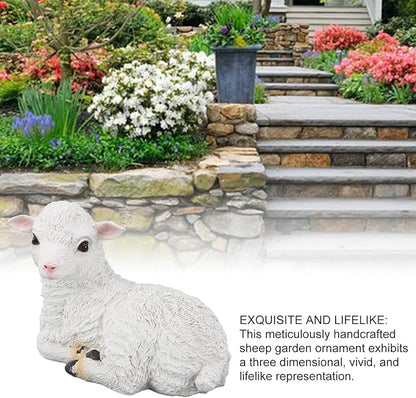 Jerliflyer 1PCS Lamb Garden Statue,Sheep Hand Made Lifelike Sculpture Indoor Outdoor Decoration(Small Lying Posture Shape
