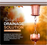 Copper Gutter Adapter with Rain Chain Hanger Clip for Decorative Chimes, Cups & Bells Serves as 2 Inch Rain Chain Installer for Downspout Outlet & Water Diverter for Gorgeous Fountain Display