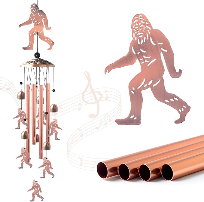Brass Bigfoot Wind Chime,Handmade Unique Wind Chimes for Outside Clearance, Garden Gift for Yard Decorations Outdoor, Perfect for Mom, Kids Meditation Lovers - Nursery, Patio Garden Decor