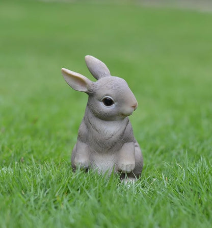 Rabbit Statue Outdoor Decor,4.9''(H) Cute Bunny Garden Sculptures for Yard Lawn,Resin Animal Figurines Home Porch Patio Table Art Decorations