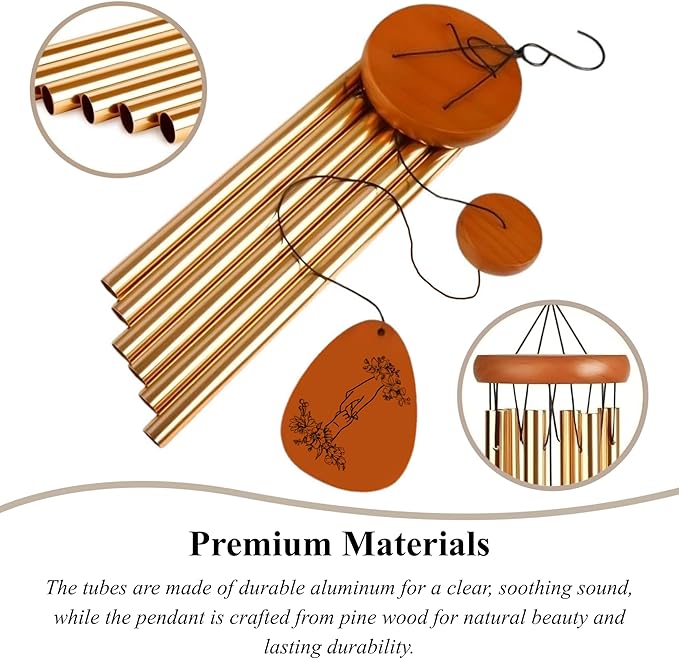Mothers Day Wind Chimes for Mom, 28 Inches Outdoor Indoor Gift with Mute Option, Birthday Present from Daughter or Son, Hanging Decor for Patio Porch Balcony Yard, Mothers Day Items Gift for Mother